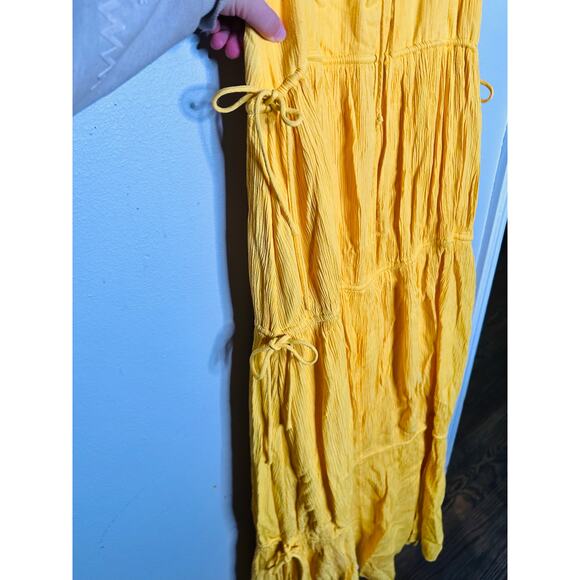 JONATHAN SIMKHAI Daffodil Lina Lightweight Crinkle Teardrop Cutout Maxi Dress L - Picture 11 of 16